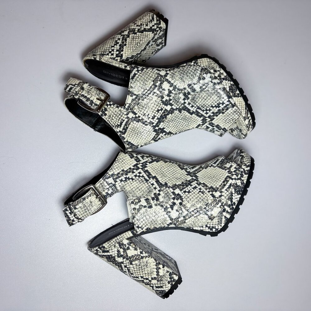 H&M Divided Chunky Sole Sandals Heel Shoes Snakeskin Pattern Size 9.5